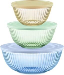 Glass mixing bowls (complete set of 3 pieces)